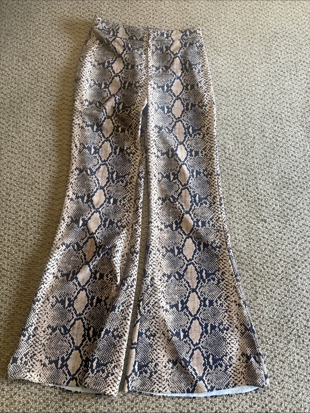 Zara Snake Print A-Line Pants - Beige & Black